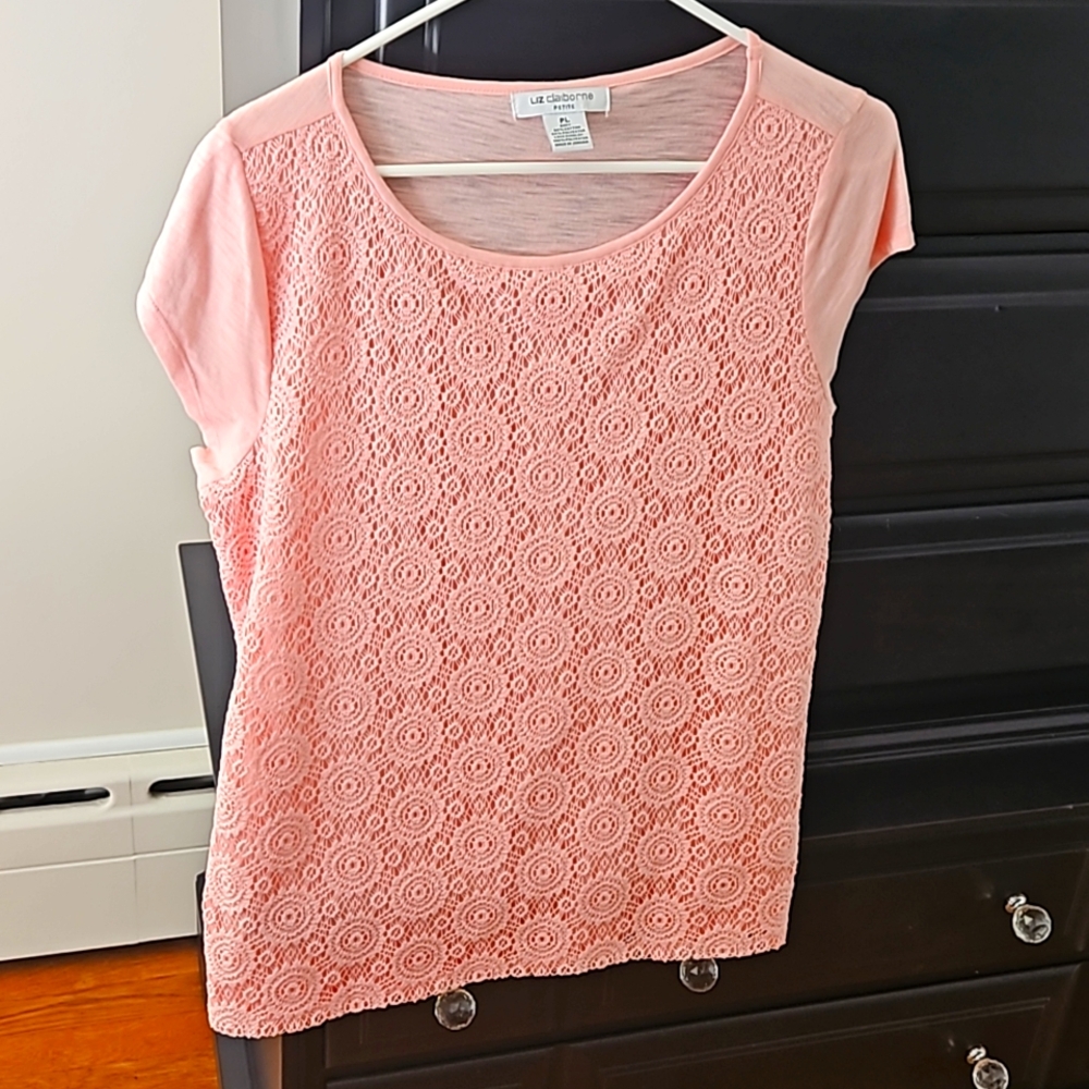 Liz Claiborne Petite short sleeve pink top